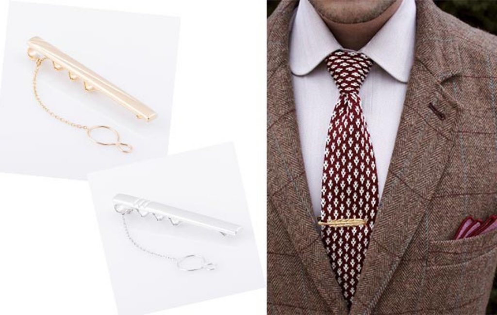 Tie clip with chain