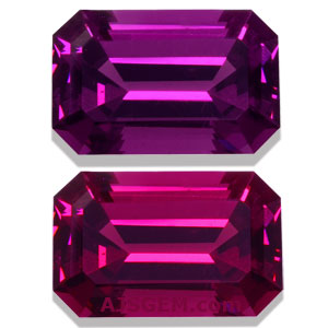 ИзменЧтобы увидеть, как эти драгоценные камни меняют цвет от приятного виноградно-фиолетового в более холодном (белом) свете до яркого розовато-красного или пурпурного в более теплом (лампы накаливания) свете. Его интенсивный пурпурно-красный цвет заметно отличается по цвету от родолитаение цвета фиолетового граната