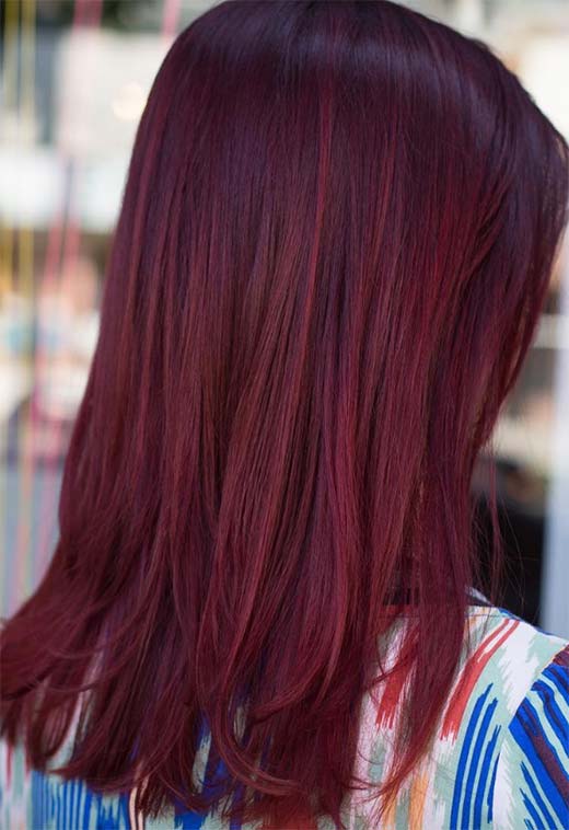 89 - Бордовый цвет волос: оттенки, фото, краска, как покраситься