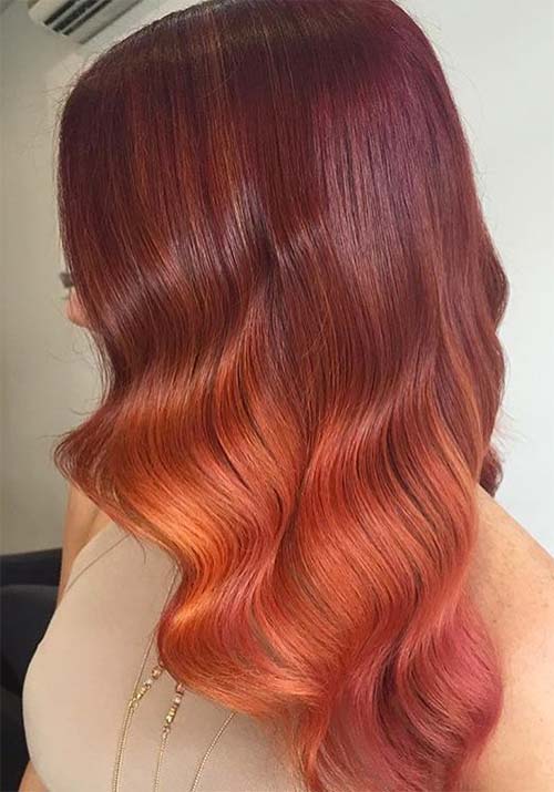 burgundy orange - Бордовый цвет волос: оттенки, фото, краска, как покраситься