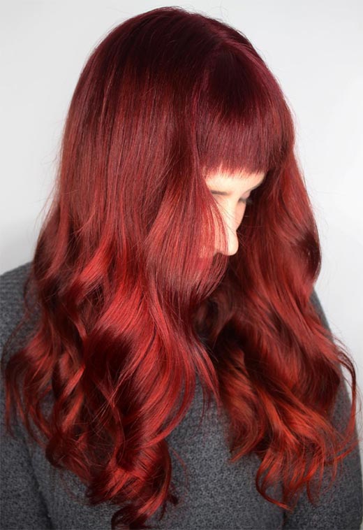 burgundy red - Бордовый цвет волос: оттенки, фото, краска, как покраситься