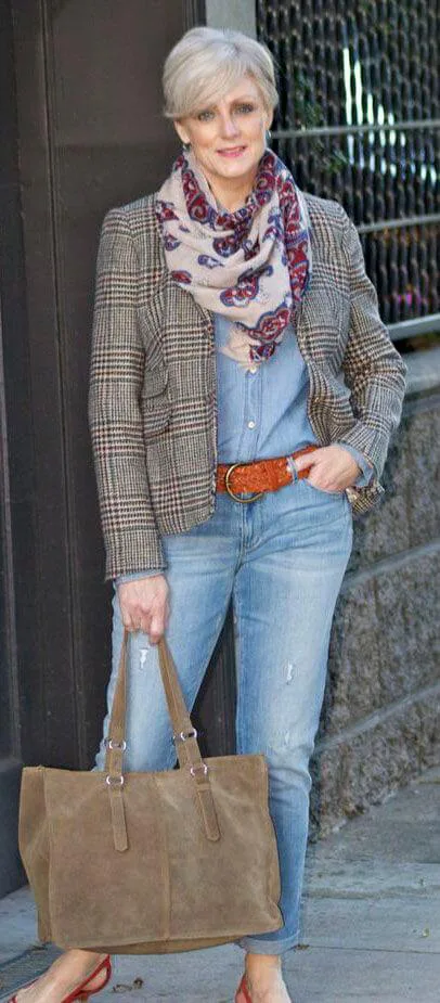 базовый гардероб для женщины 50 лет - джинсы и пиджак