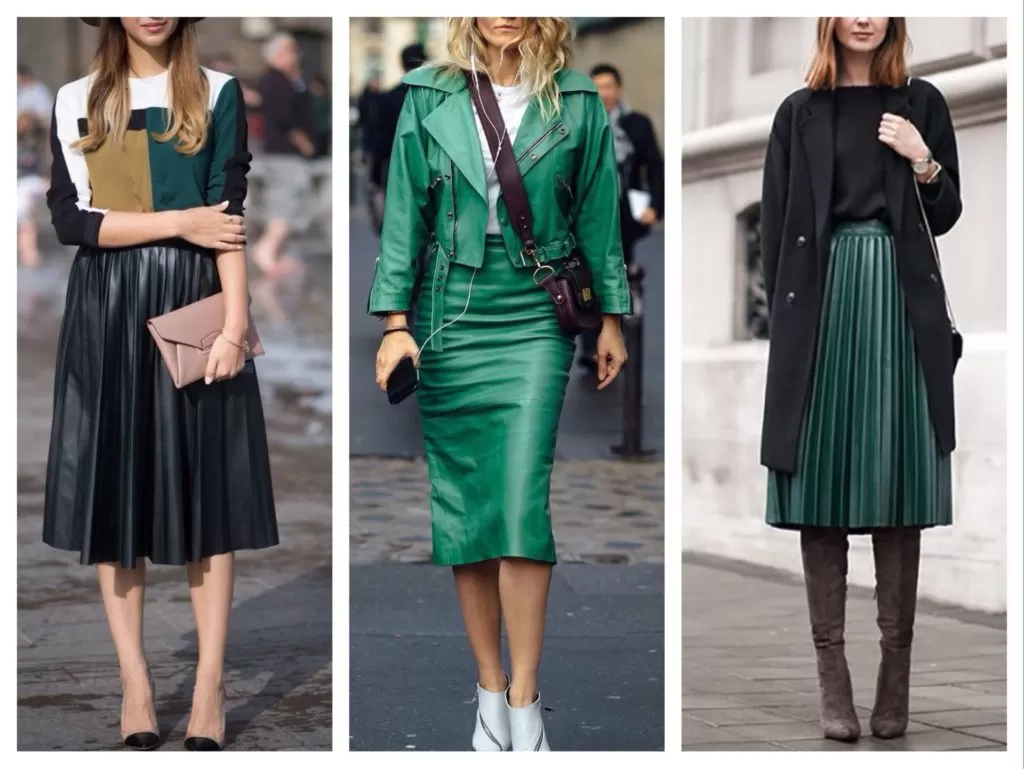 зеленые кожаные юбки