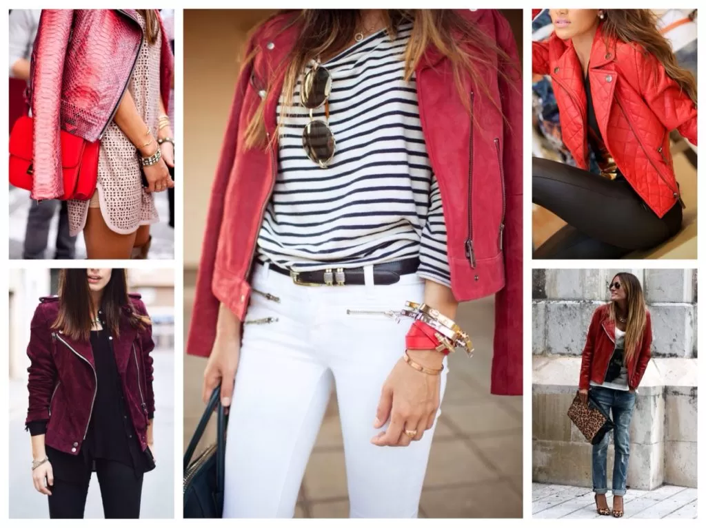 красные и розовые кожаные куртки