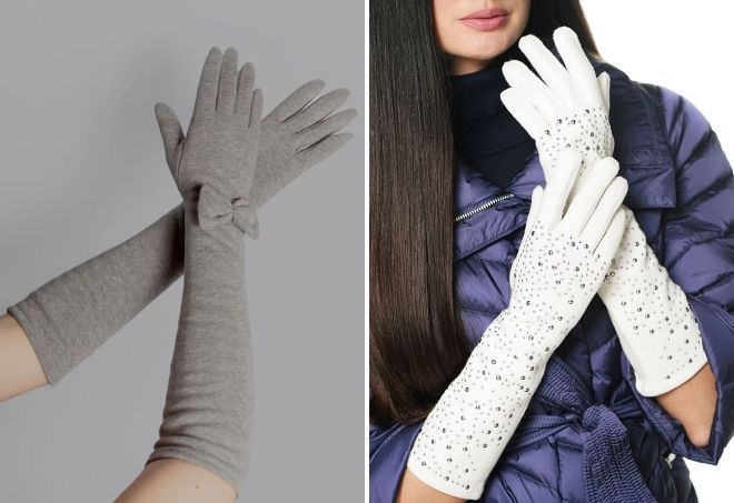 длинные трикотажные перчатки