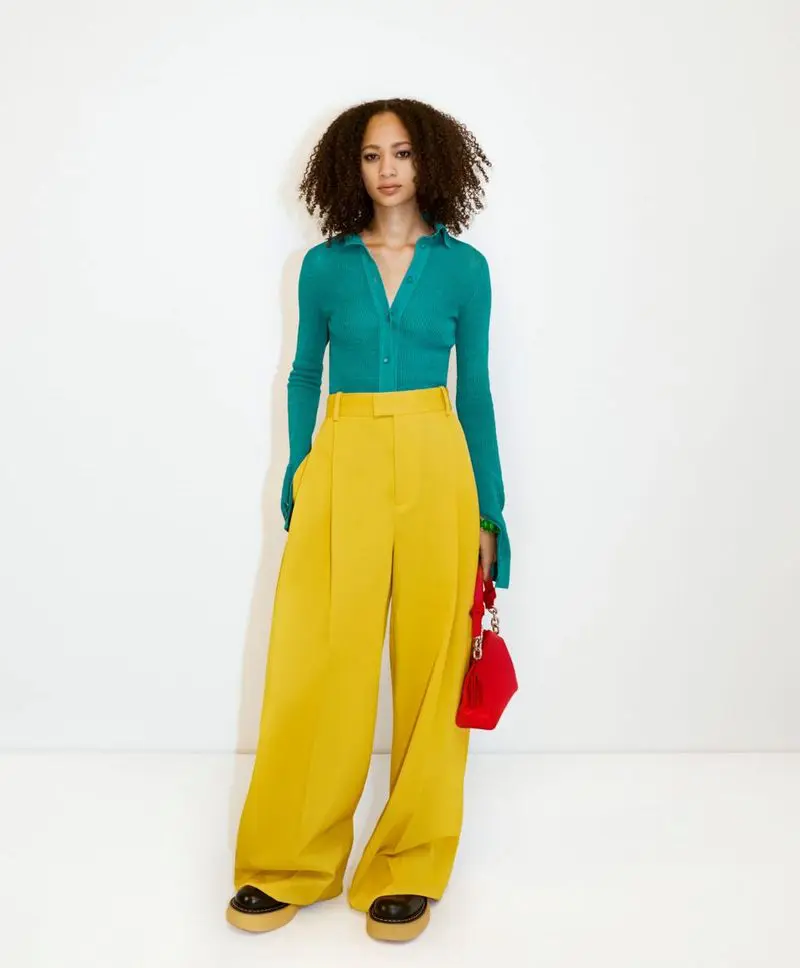 Модные брюки широкого кроя весна-лето из коллекции Bottega Veneta