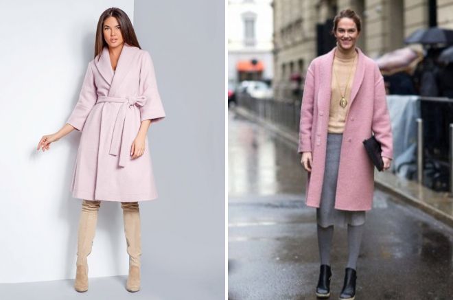 с чем носить розовое женское пальто