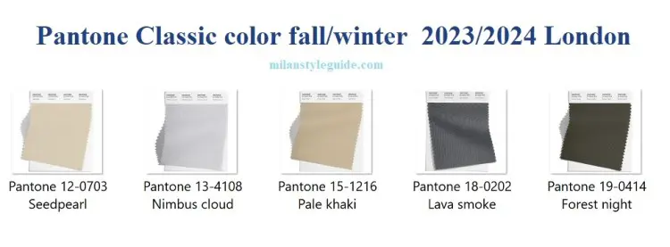 Классическая палитра модных цветов Пантон осень зима 2024 Лондон