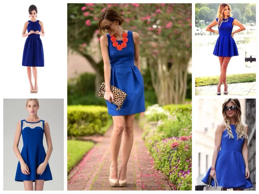 Приталенные синие платья