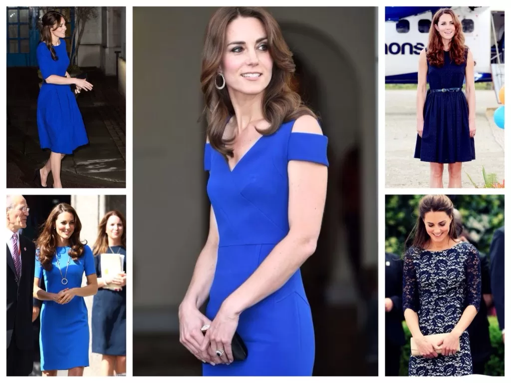 Кейт Миддлтон в синих платьях