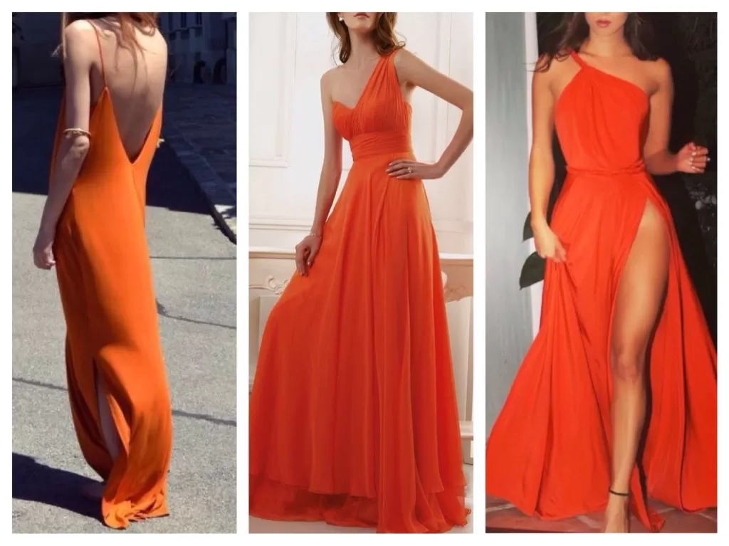 длинные оранжевые платья