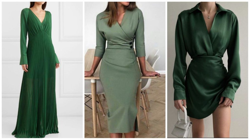 Зелёное платье на Новый год 2024