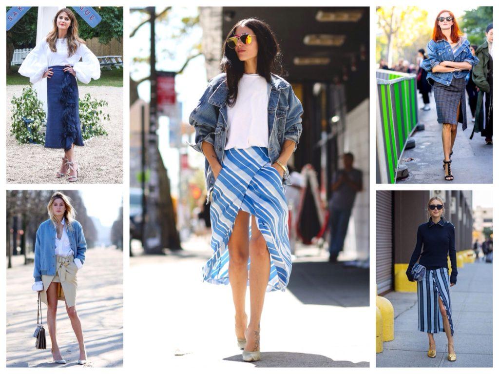 аутфиты модных блоггеров юбка на запах